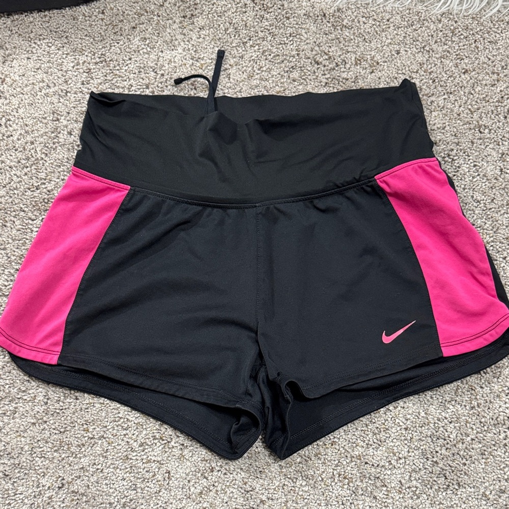 Nike Black Athletic Shorts with Pink Side Panels